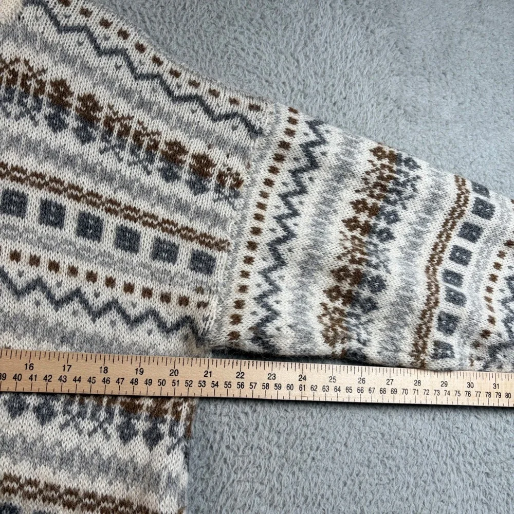 Chaska Wasi Mens Alpaca Wool Hand Knit Fair Isle Sweater Peru L Boho Cottagecore